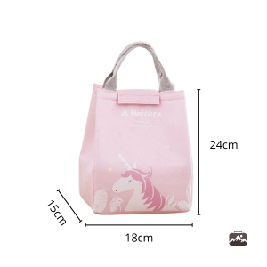 Sac à lunch rose avec motif licorne pour repas à emporter