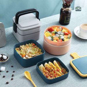 Boîte à lunch bleu, idéale pour les déjeuners nomades