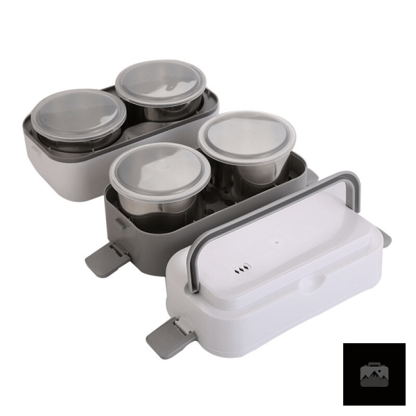 Boîte de repas chauffante blanche double étage