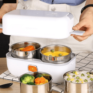 Lunch Box Blanche avec fonction de chauffage intégré