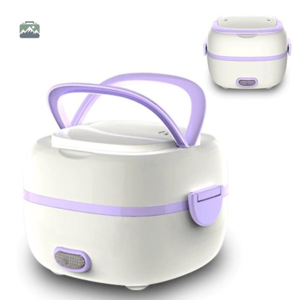 Récipient chauffant pour repas violet carré