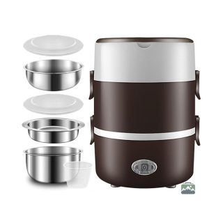 Lunch Box Chauffante Marron 3 Étages