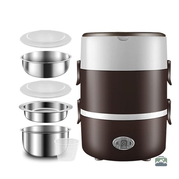 lunch-box-chauffante-marron-trois-etages-1 Lunch Box Chauffante Marron 3 Étages