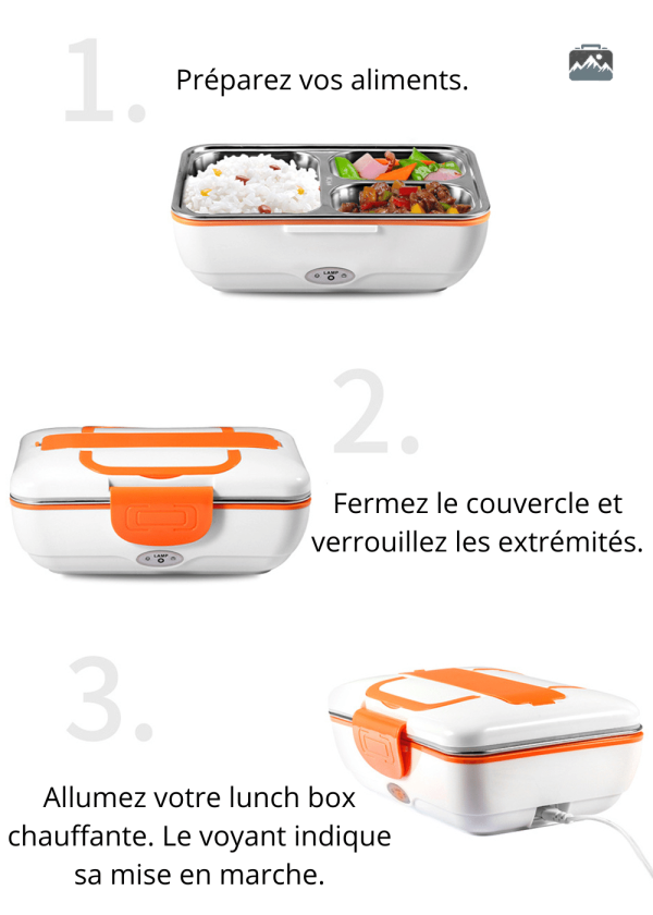 Conteneur alimentaire chauffant orange pour repas sur le pouce
