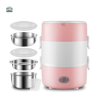 Lunch Box Chauffante Rose 3 étages pour repas chauds