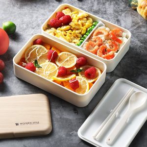 Lunch Box en bois rose pour repas stylés