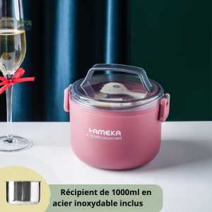 Lunch Box inox rose pour repas équilibrés