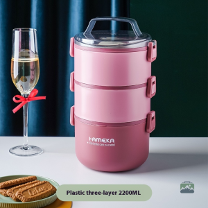 Lunch Box compartimentée en inox couleur rose