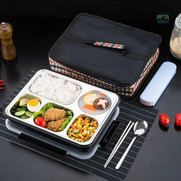 Boîte repas rose avec design compartimenté pour organisation