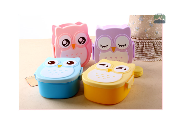 Lunch Box Hibou en plastique léger, facile à transporter