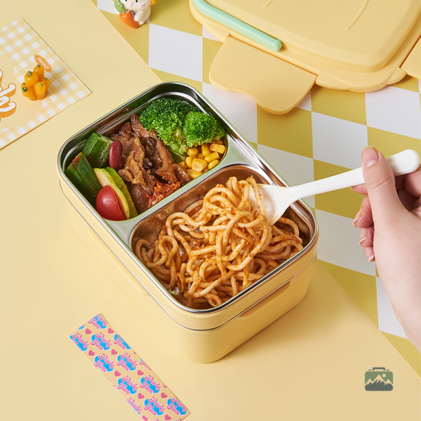 Récipient en inox pour repas, couleur jaune