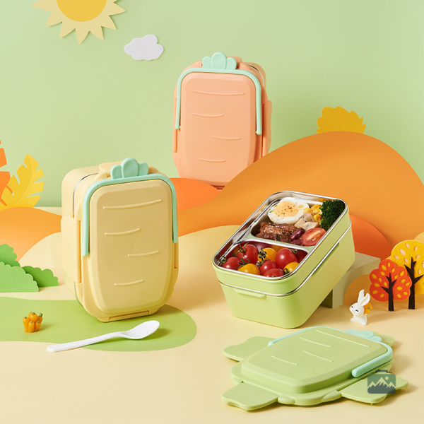 Lunch box compartimentée en inox, design moderne