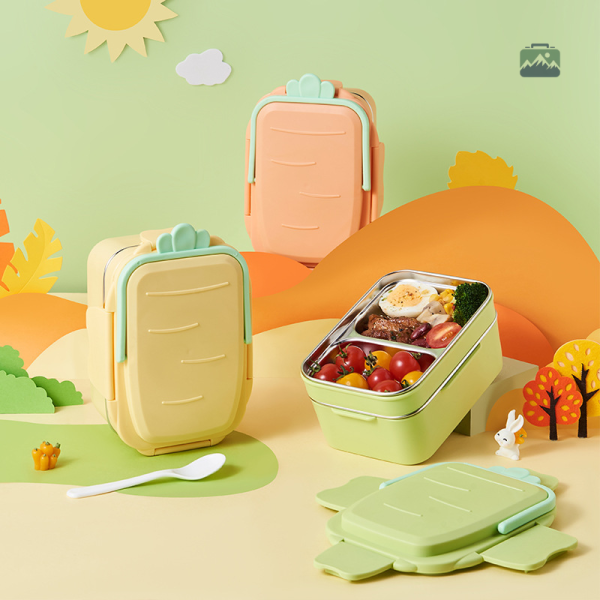 Lunch box verte en inox, parfaite pour le transport des repas