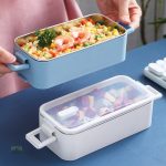 Lunch box inox bleu et blanc design pratique