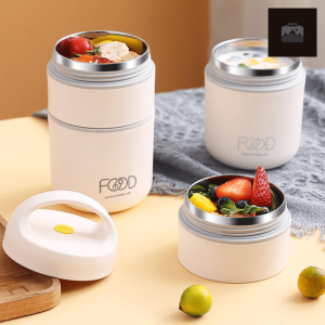 Lunch box beige avec compartiments pratiques