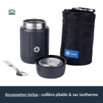 Boîte à lunch noire avec couvercle étanche