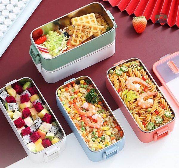 Conteneur alimentaire inox orange et blanc
