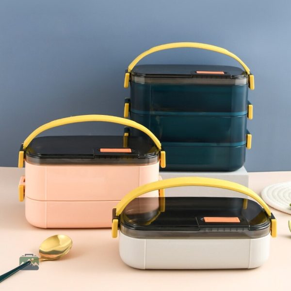 Lunch Box inox avec plusieurs étages, couleur rose