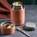 Boîte repas isotherme rose avec couvercle