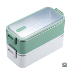 Lunch box inox verte et blanche pour repas équilibrés