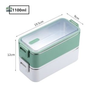Lunch box inox design pratique et durable en vert et blanc