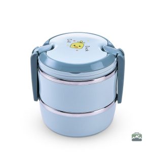 Lunch box ronde bleue 3 étages