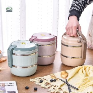 Lunch box pratique 3 niveaux pour repas équilibrés