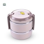 Lunch box ronde kaki 3 étages