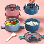 Boîte à lunch à deux étages pour repas équilibrés