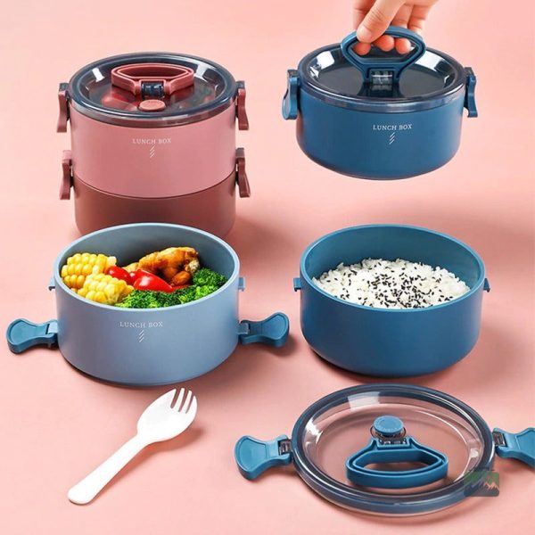 Boîte à lunch à deux étages pour repas équilibrés