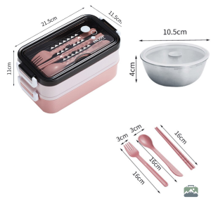 Boîte à déjeuner rose compartimentée