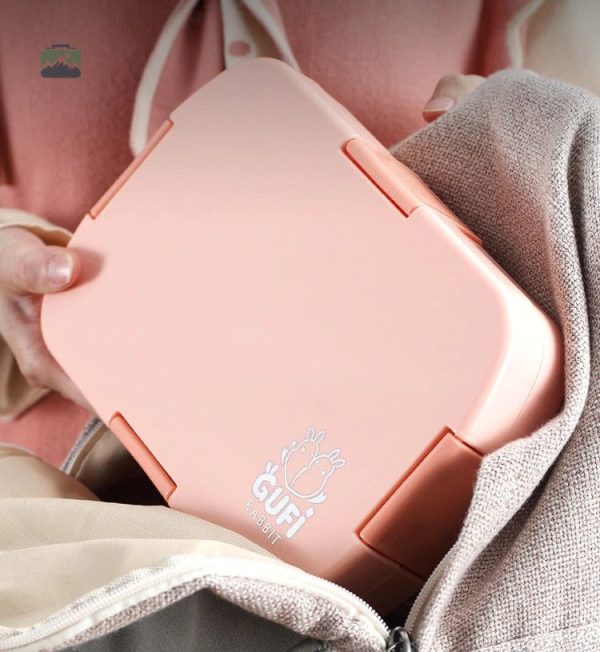 Élégante lunch box rose à thème lapin pour repas