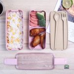 Récipient de déjeuner rose en deux compartiments pour collations