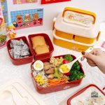 Récipient repas rouge pour enfants, thème lapin