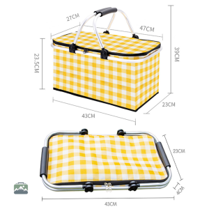 Panier de pique-nique aux motifs à carreaux jaunes