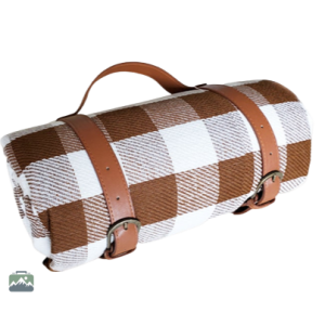 Plaid pique-nique carreaux marrons et blancs