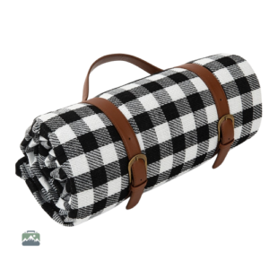 Plaid pique-nique vichy noir et gris élégant