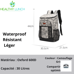 Sac à Dos Isotherme 30L en design camouflage gris