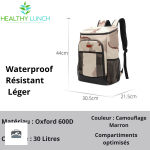 Sac à Dos Isotherme 30L en motif camouflage marron