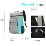 Sac à Dos Isotherme en Gris et Bleu
