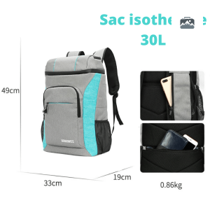 Sac à Dos Isotherme en Gris et Bleu
