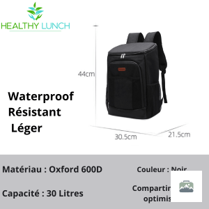 Sac à dos isotherme 30L, design noir et fonctionnel pour vos sorties