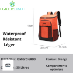 Sac isotherme pratique et coloré, capacité de 30 litres, en orange