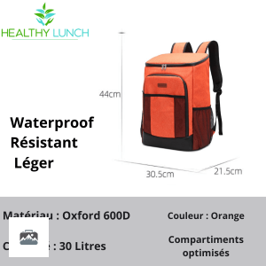 Sac isotherme pratique et coloré, capacité de 30 litres, en orange