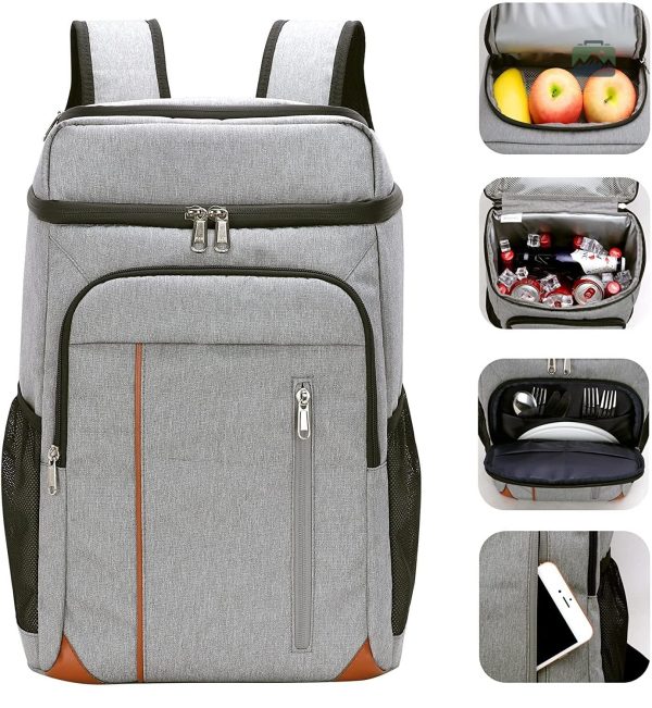 Sac à Dos isotherme en gris pour le déjeuner