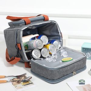 Sac glacière compact gris pour déjeuner en extérieur