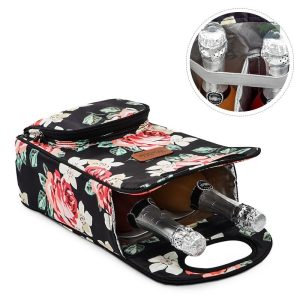 Sac isotherme pratique avec motif fleuri pour bouteille