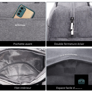 Sac isotherme léger gris, idéal pour garder vos aliments frais
