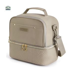 Sac isotherme kaki double compartiment pour le transport de repas