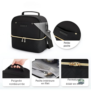 Sac isotherme noir avec deux compartiments
